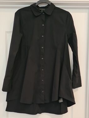 Donna Karan New York Black Long-Sleeve Button-Front Tunic With Pockets